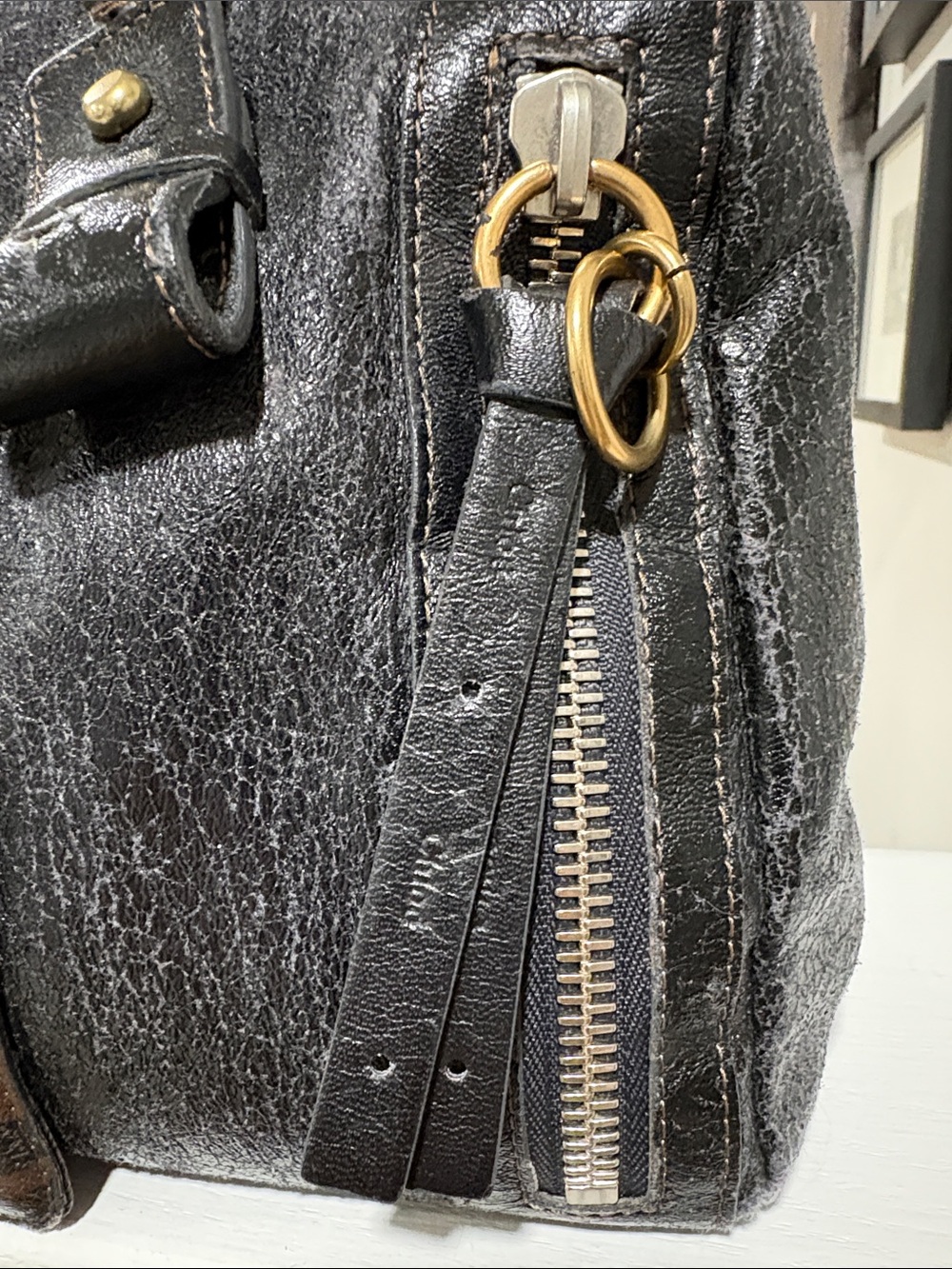 Chloe Eclipse Boston Black Leather Shoulder Bag with Brown Logo Accent - Picture 3 of 16